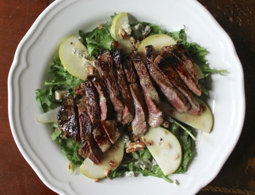 Autumn Pear Salad with Grilled Sirloin & Blue Cheese Crumbles