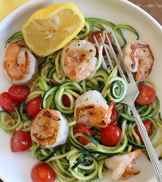 Zucchini Noodles with Spicy Lemon-Garlic Shrimp