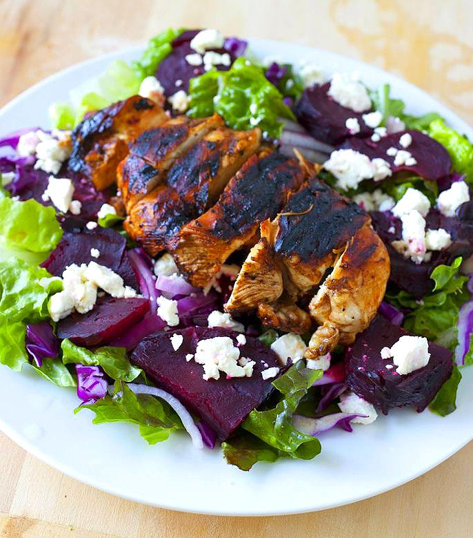 Chicken & Beet Spinach Salad