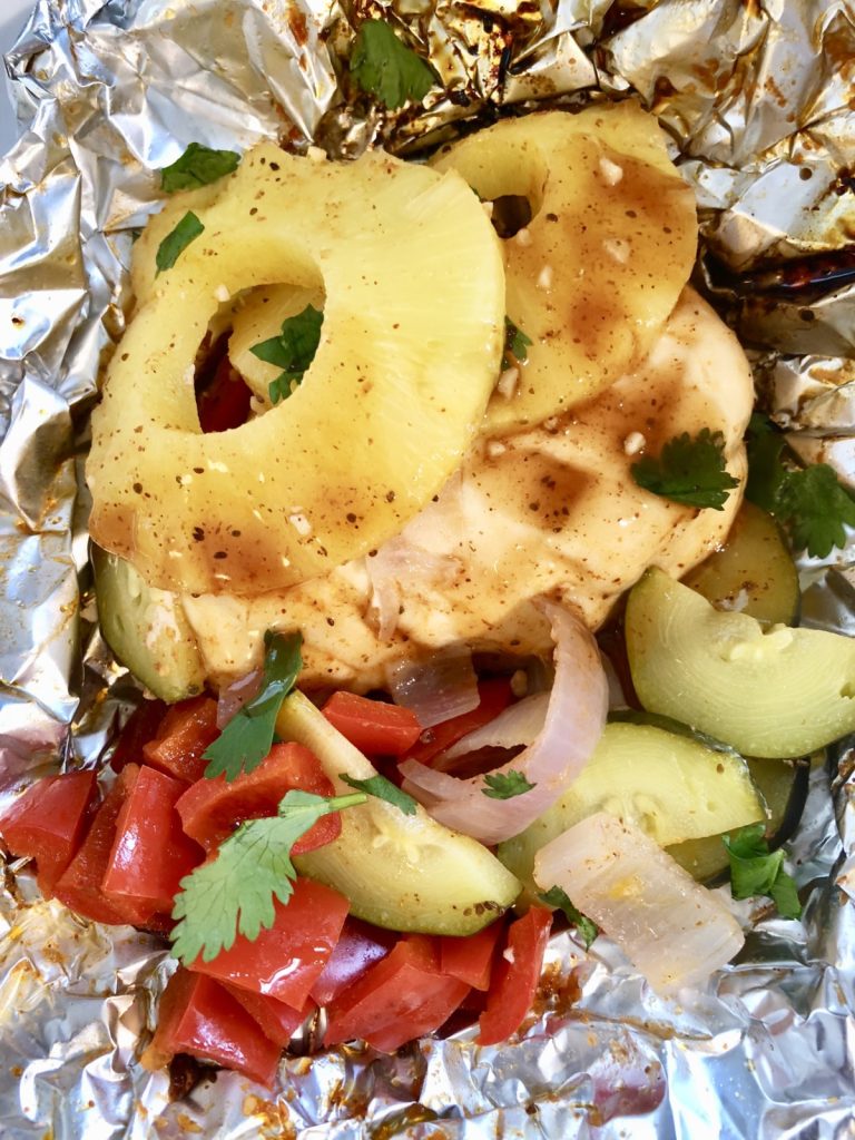 Grilled Hawaiian BBQ Chicken in Foil Packets