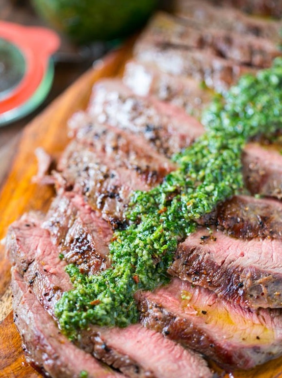 Broiled Flank Steak with Chimichurri Sauce