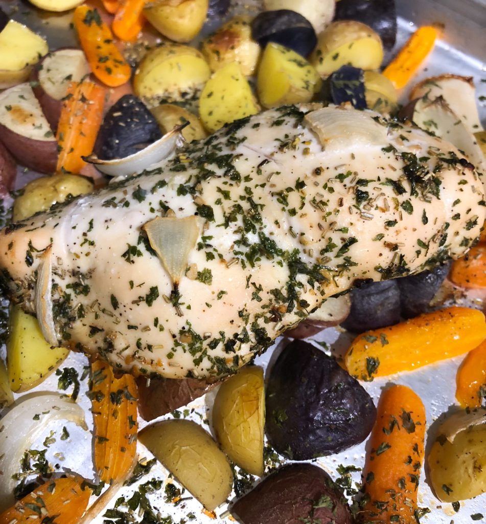 Sheet Pan Herb Chicken with Roasted Potatoes and Carrots