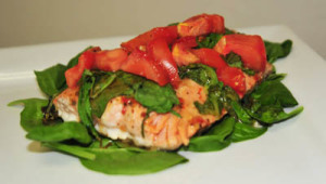 Balsamic Grilled Salmon with Spinach & Tomatoes