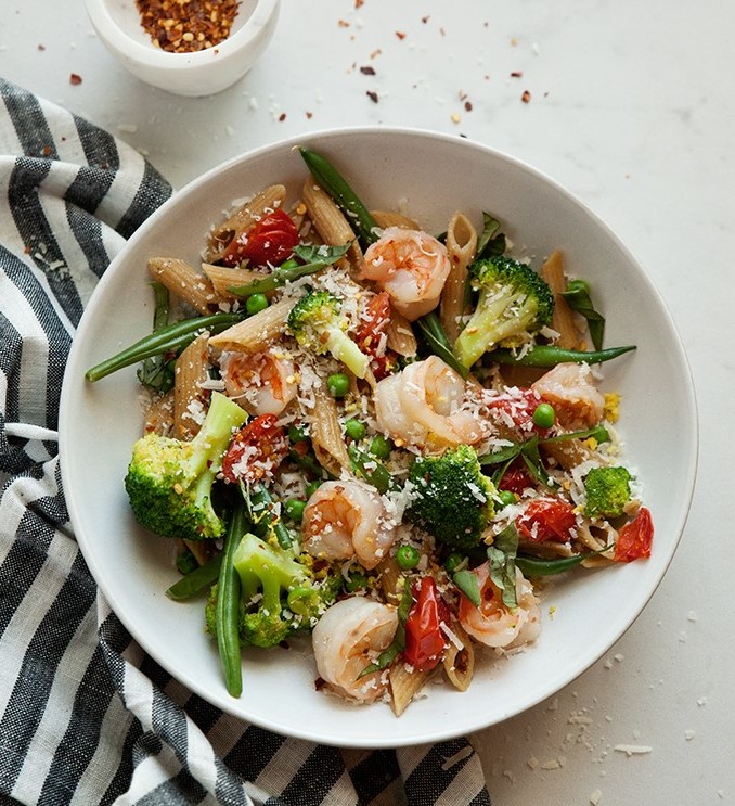 One-Pot Pasta Primavera with Shrimp