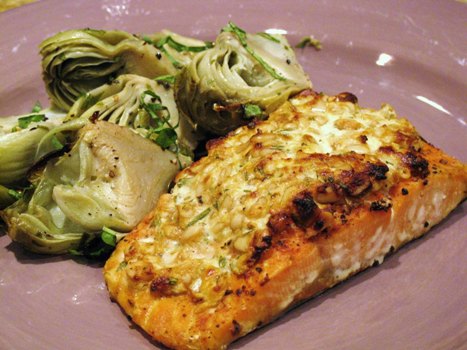 Baked Salmon w/Goat Cheese & Toasted Pecans