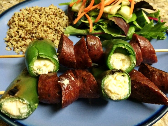 Grilled Sausage & Popper Skewers