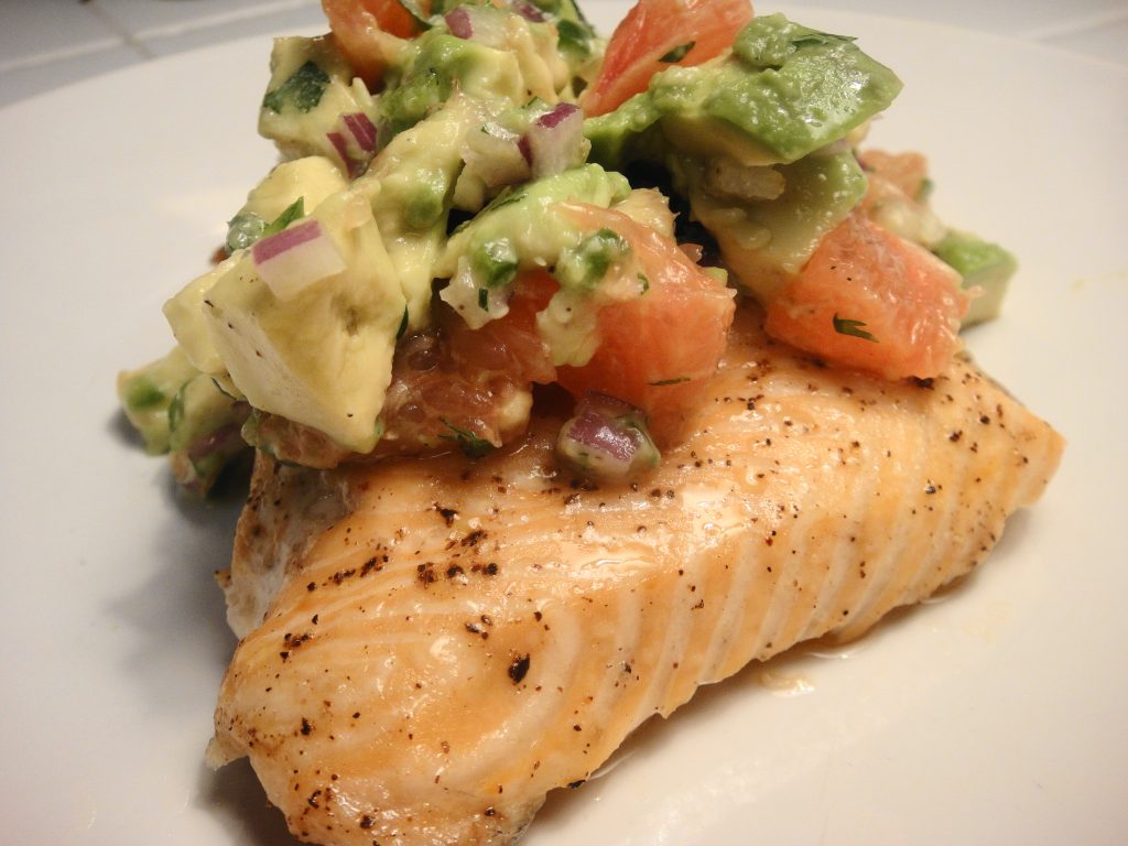 Roasted Salmon with Avocado-Grapefruit Salsa