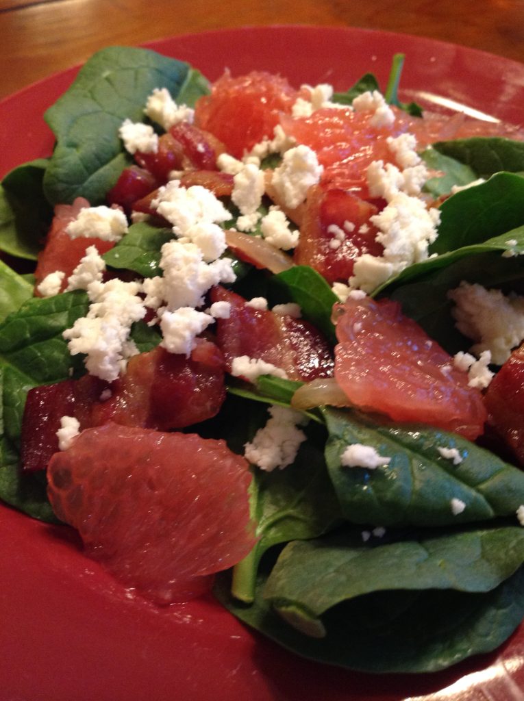 Mango Spinach Salad with Warm Bacon Vinaigrette
