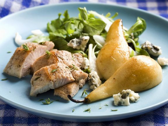 Pear, Arugula and Feta Salad w/ Turkey