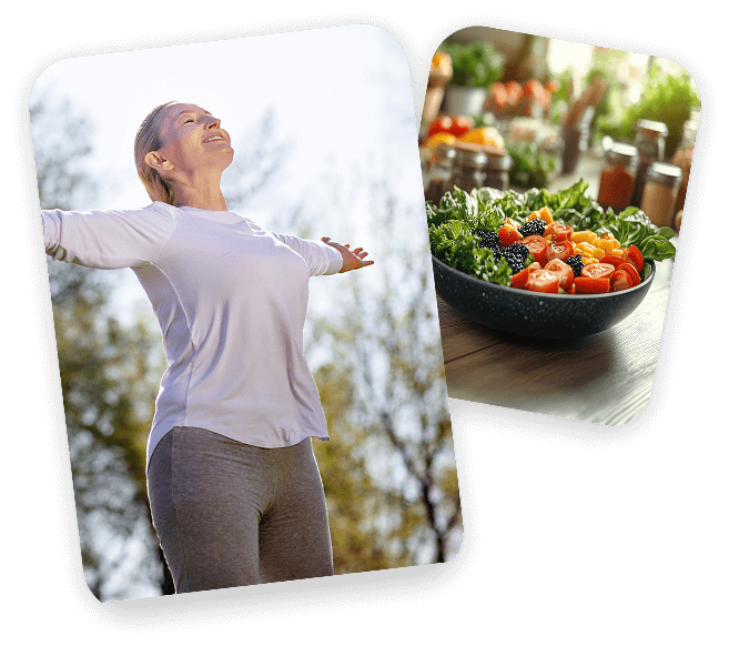woman feeling fresh air- and salad image